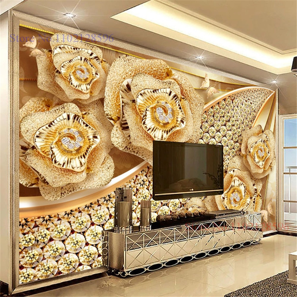 Sedny Wallpaper - Wallpaper 3D Luxury Golden Large Wall Living Room Modern Wall TV Sofa Bedroom Home Decor