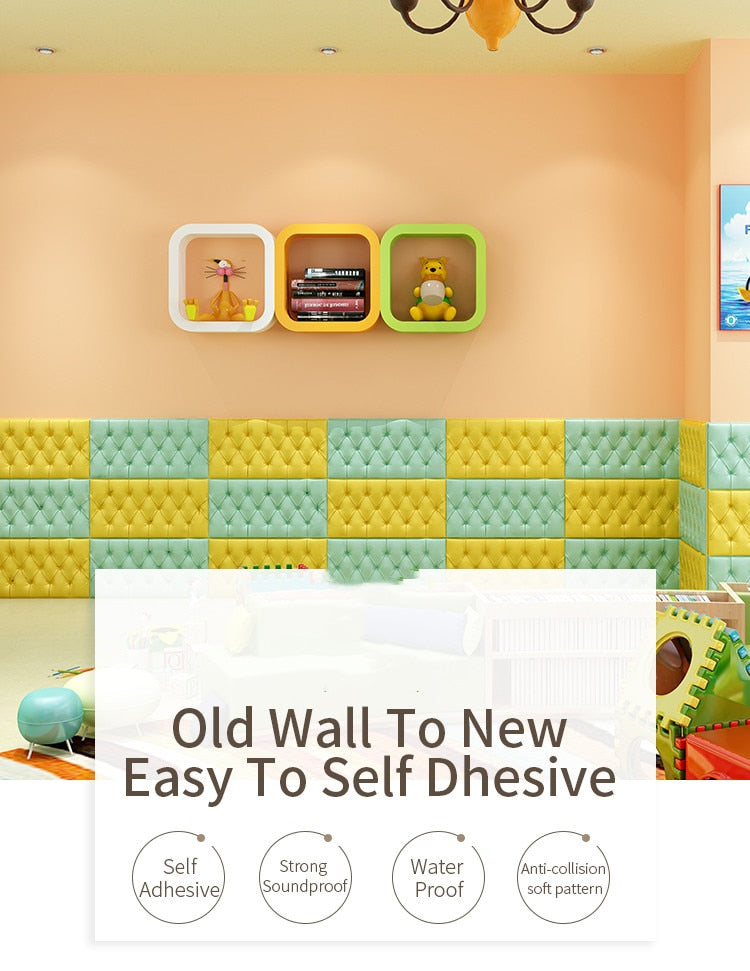 3D Wall Stickers Wallpaper Wall Mat Pad Living Room Soft Foam Cushion