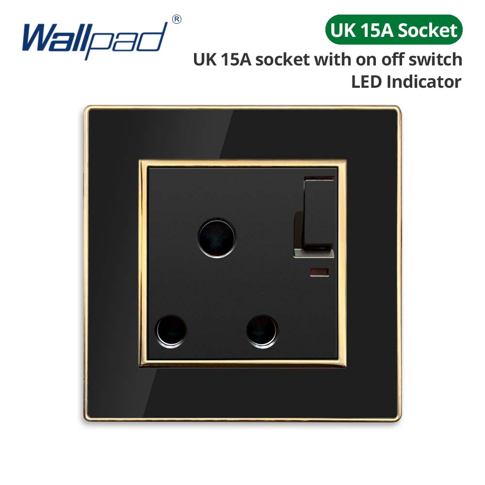 Jamil Wallpad EU- USB Black Acrylic Panel With Gold Border 2 Way Wall Light Switch With LED Motion Sensor