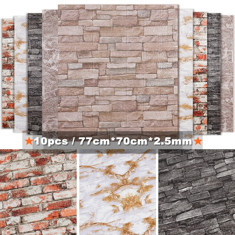 COCO 10pcs 3D Brick Wall Sticker Wallpaper