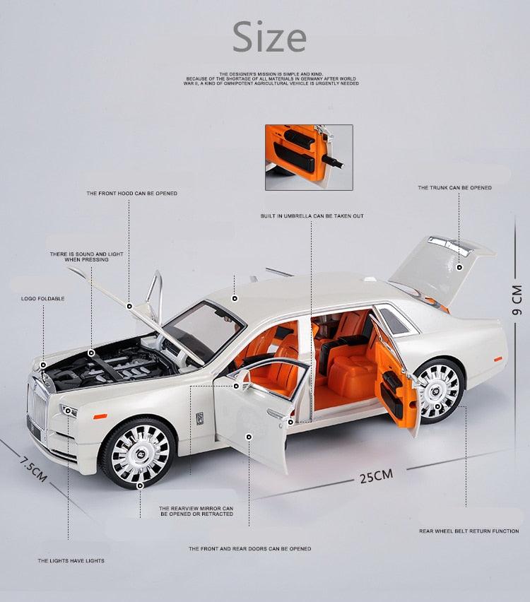 AWA Car Model Simulation 1/18 Rolls-Royce Phantom Alloy Luxury Car Model Diecast Metal Toy Vehicles Car Model Simulation Light Kids Gift 2022