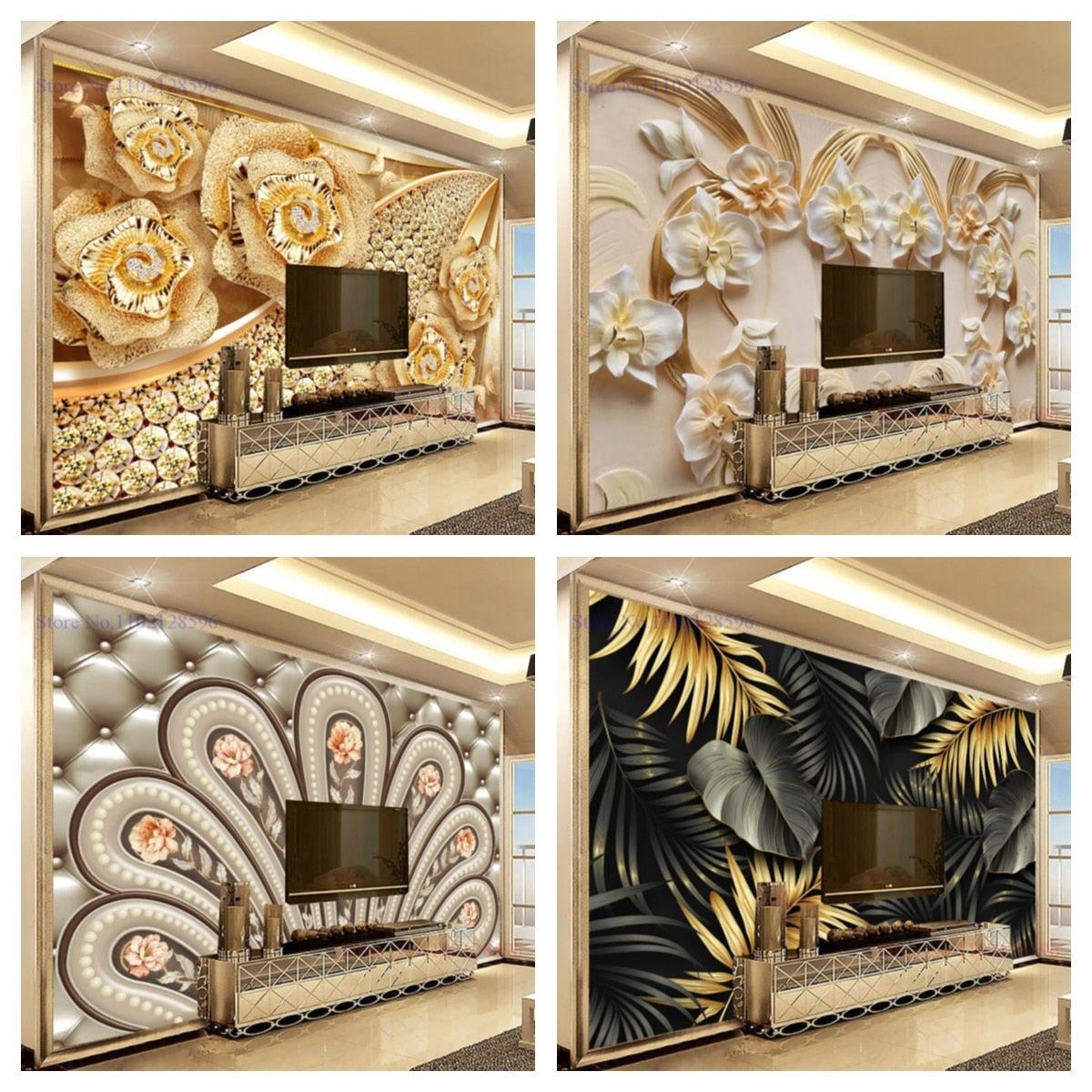 Sedny Wallpaper - Wallpaper 3D Luxury Golden Large Wall Living Room Modern Wall TV Sofa Bedroom Home Decor