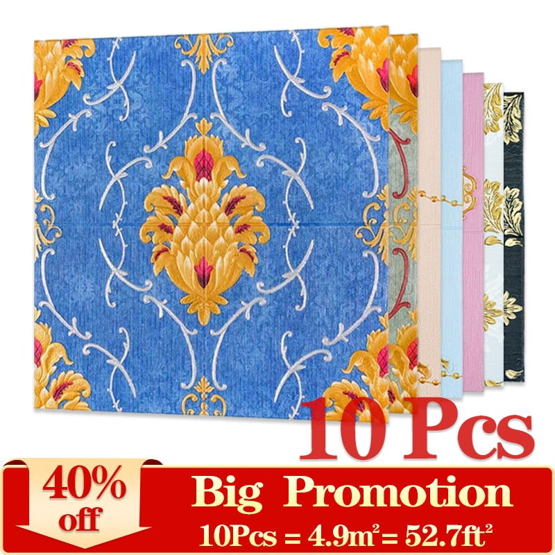 10Pcs 3D Wall Stickers Self Adhesive 70x70cm