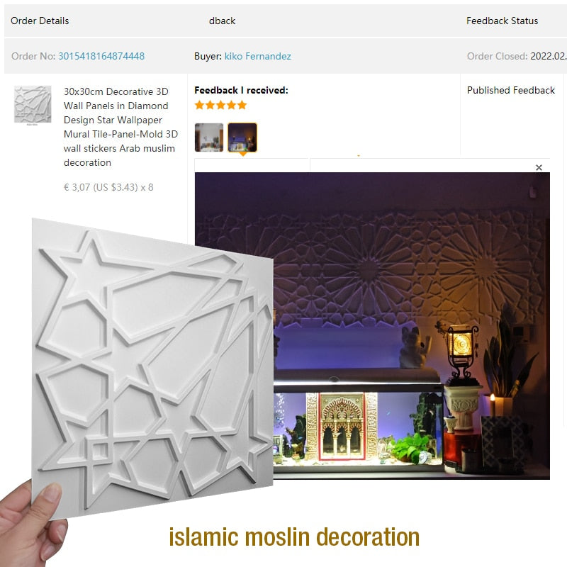 30x30cm Arab Islamic 3D Wall Panel-stickers Living Room Home