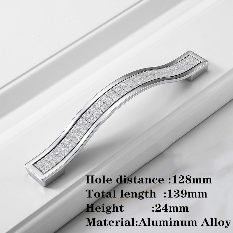 Siva Handle - 1 Pcs Sand Silver Crystal Glass Aluminum Handle