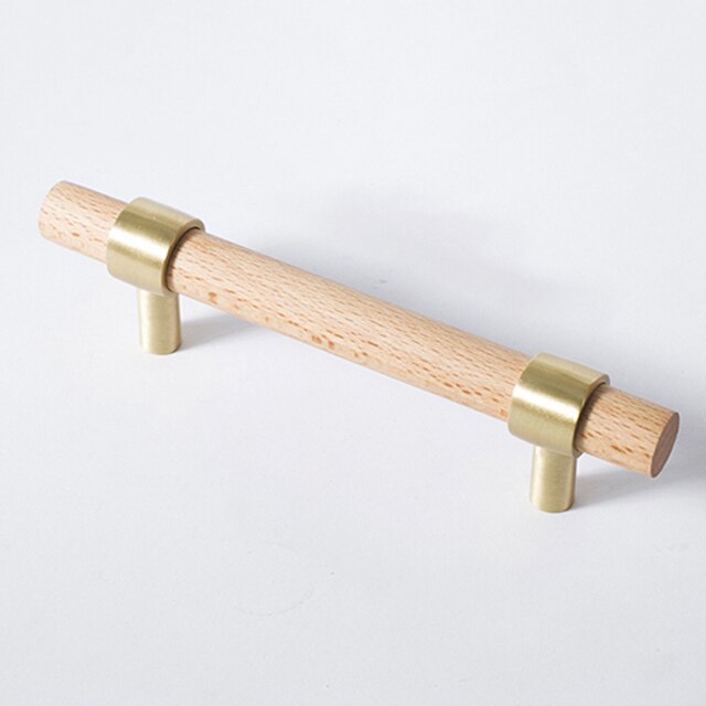 Hova Handle - Natural wood+brass T