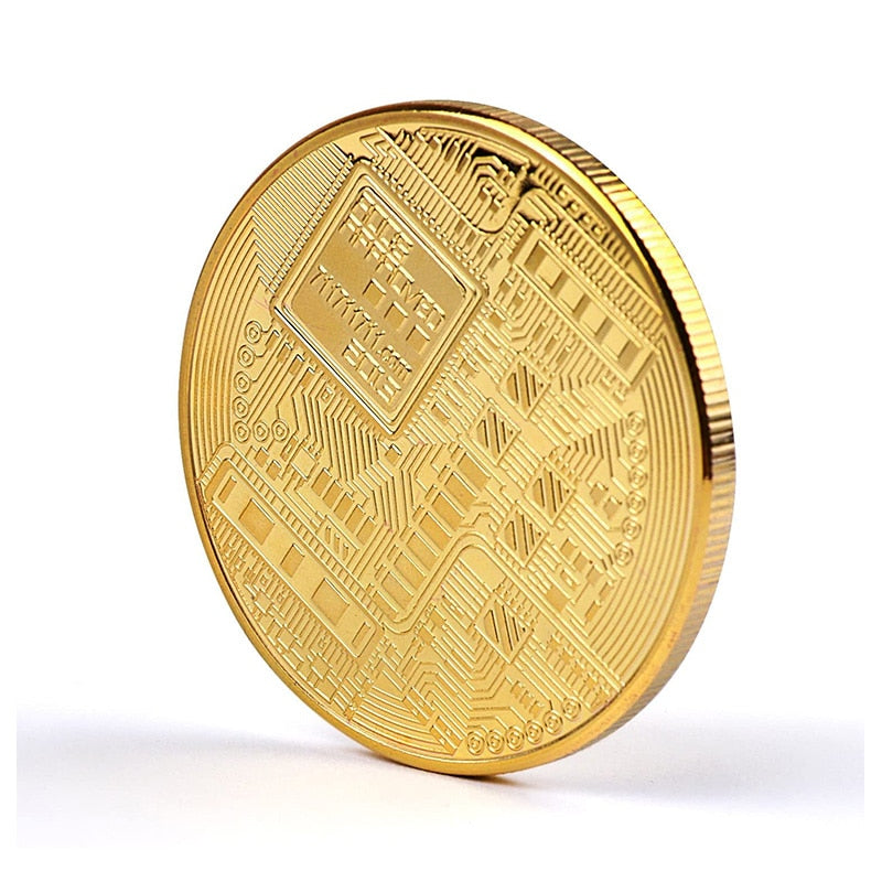 Gold Plated Bitcoin crypto Coin