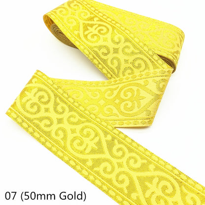 7 Yards Gold Silver Vintage Ethnic Embroidery Lace Ribbon