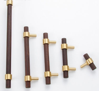 Hova Handle - Natural wood+brass T
