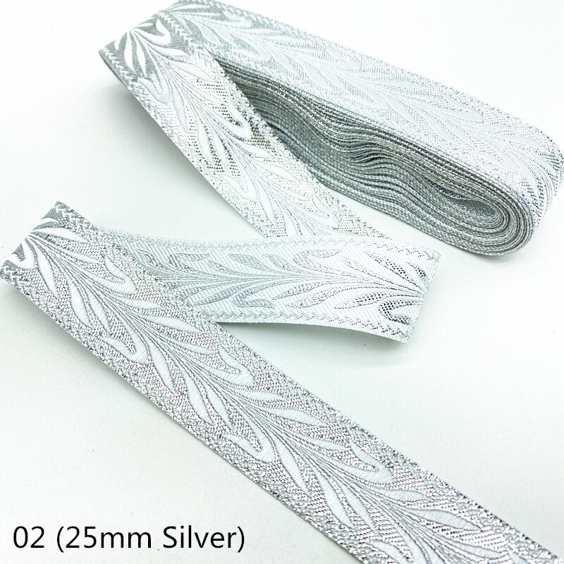 7 Yards Gold Silver Vintage Ethnic Embroidery Lace Ribbon
