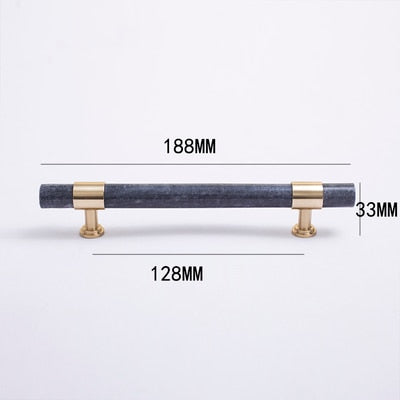 Layla Handle - Natural Marble/Crystal + brass T Handles Luxury