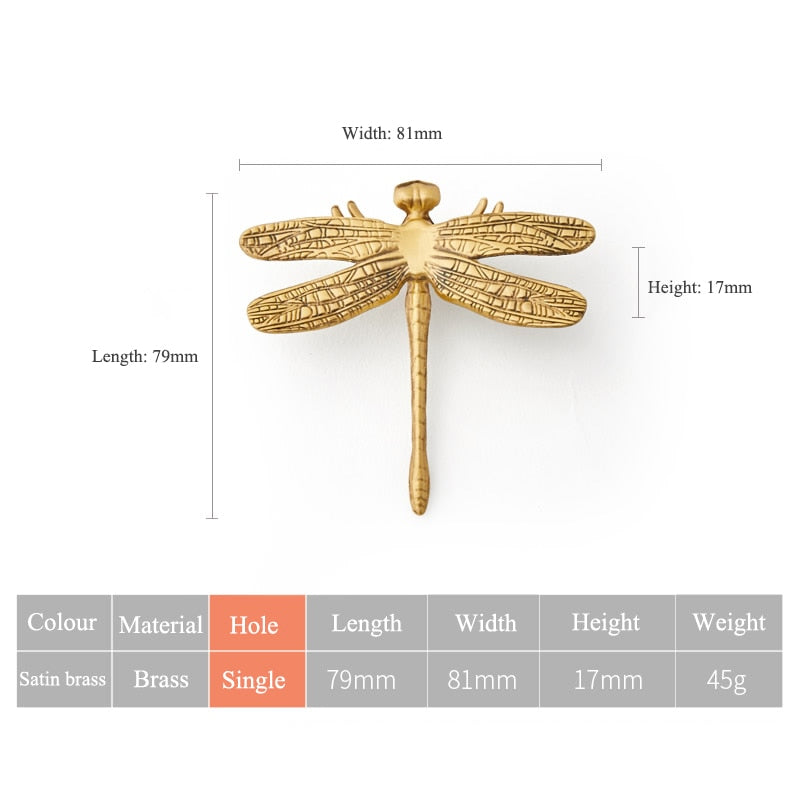 Dragonfly Handle - brass Knobs