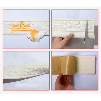 3D Baseboard Wall Stickers Self Adhesive-Waterproof Wallpaper-Border Wall Sticker