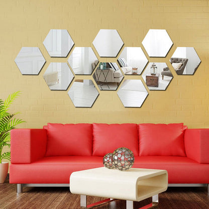 24pcs Hexagon Mirror Sticker Gold