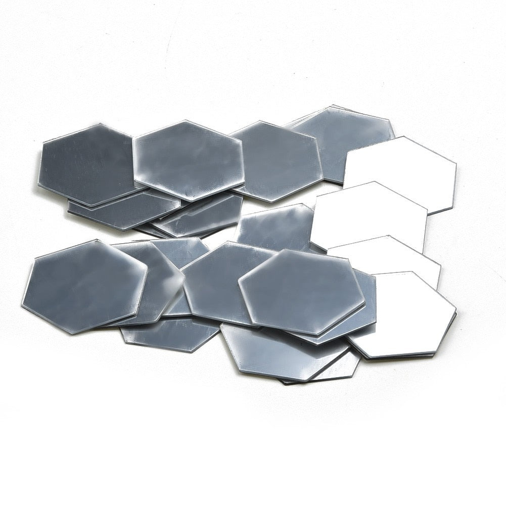 24pcs Hexagon Mirror Sticker Gold