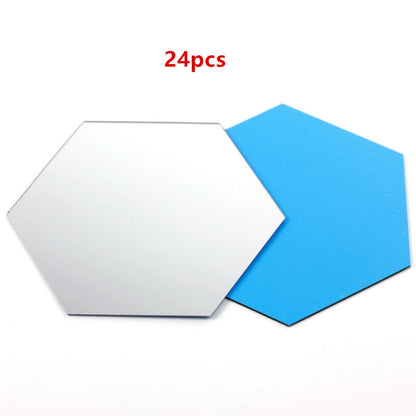 24pcs Hexagon Mirror Sticker Gold