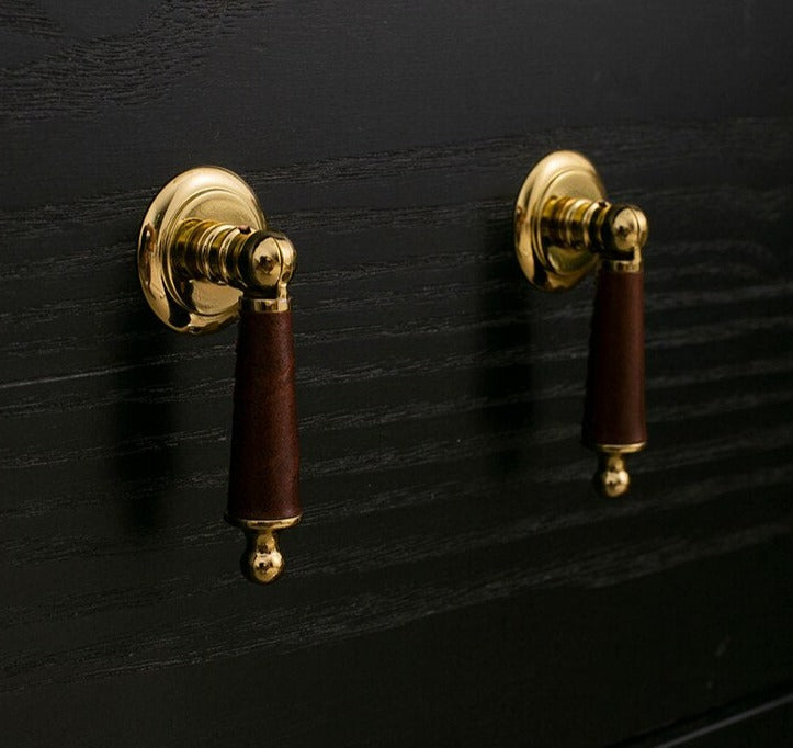Baya Handle - Leather+Solid Brass Handles Furniture luxury