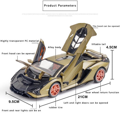 1:24 Simulation Lamborghinis Lightning Sian Alloy Car Model
