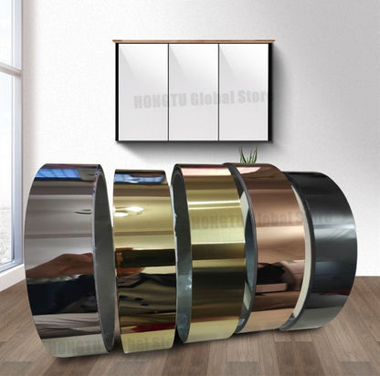 1 Roll Mirror Wall Sticker Stainless Steel Decorations