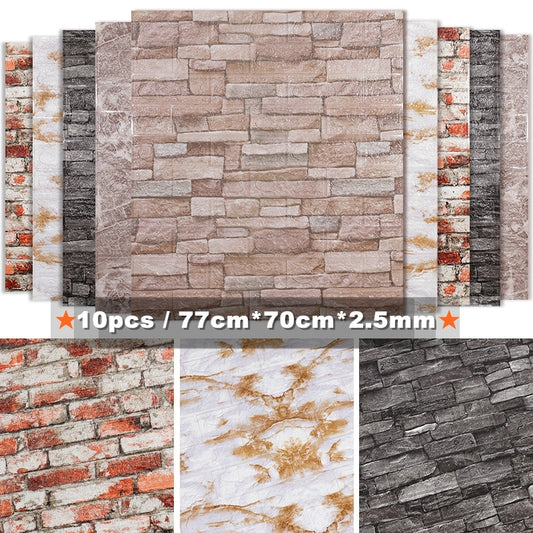 COCO 10pcs 3D Brick Wall Sticker Wallpaper